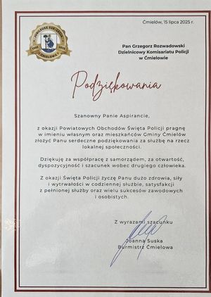 Życzenia i podziękowania z okazji Święta Policji